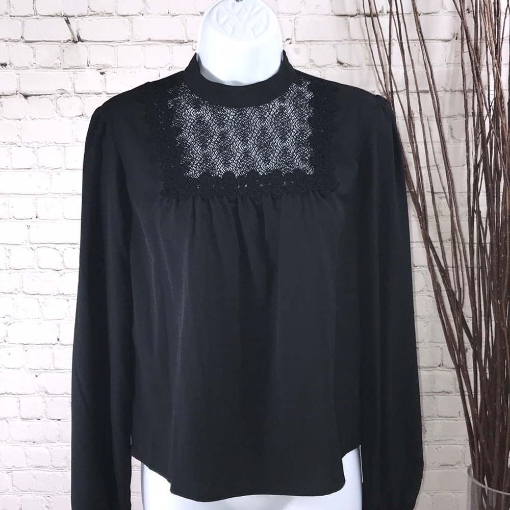 A New Day Black Blouse with Lace Detail Sz XS - Picture 2 of 4